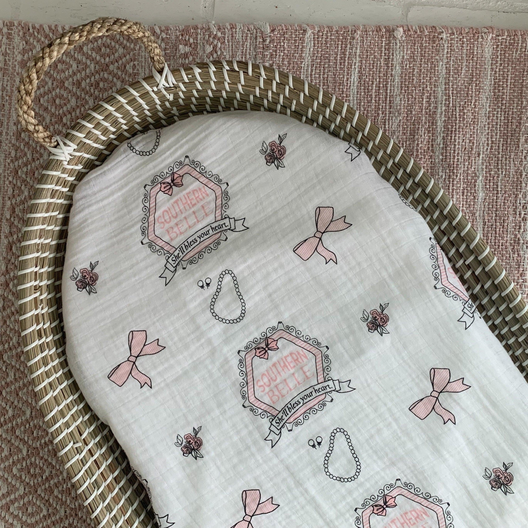 Southern Belle Baby Muslin Swaddle Receiving Blanket-thumbmail-2