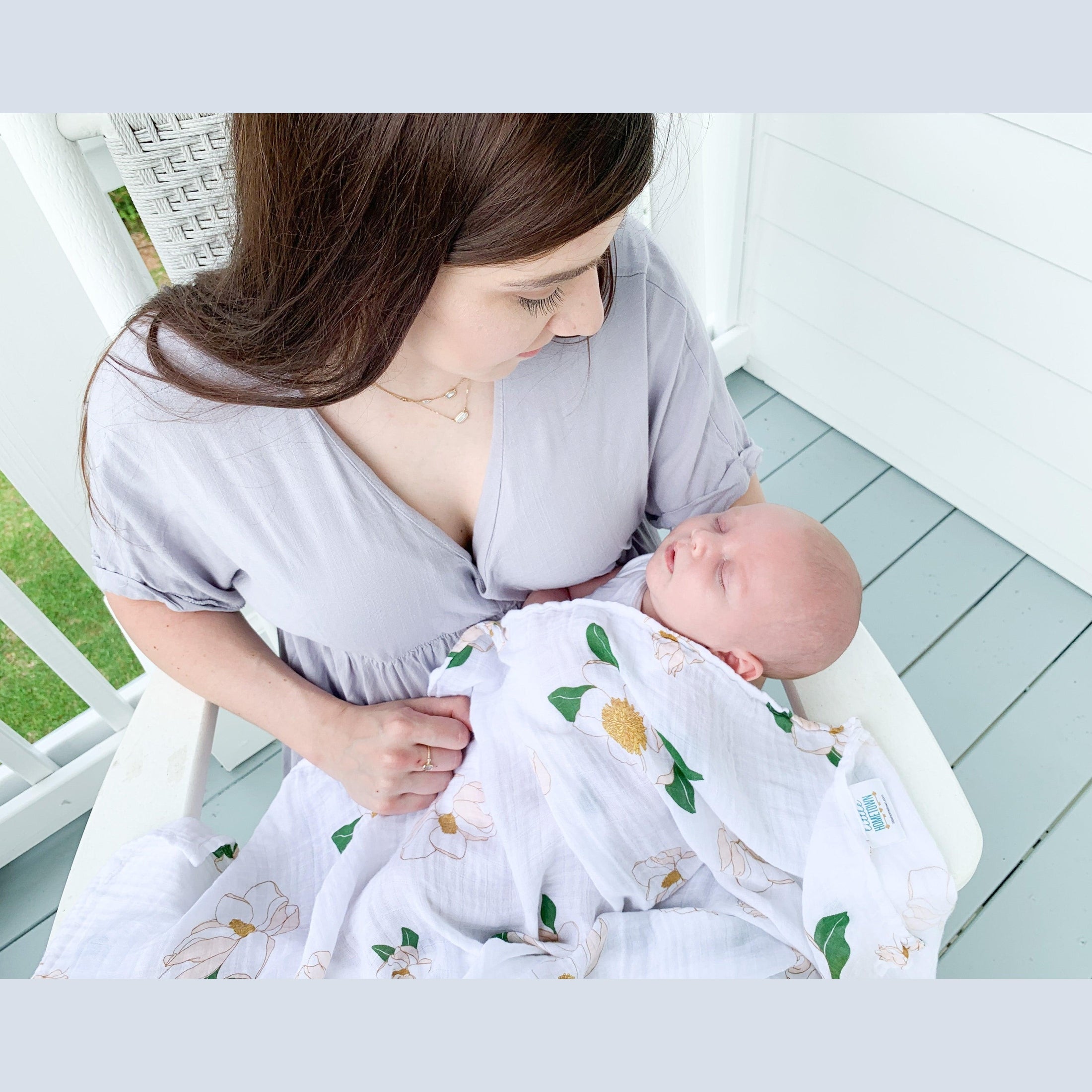 Southern Magnolia Baby Muslin Swaddle Receiving Blanket-thumbmail-4