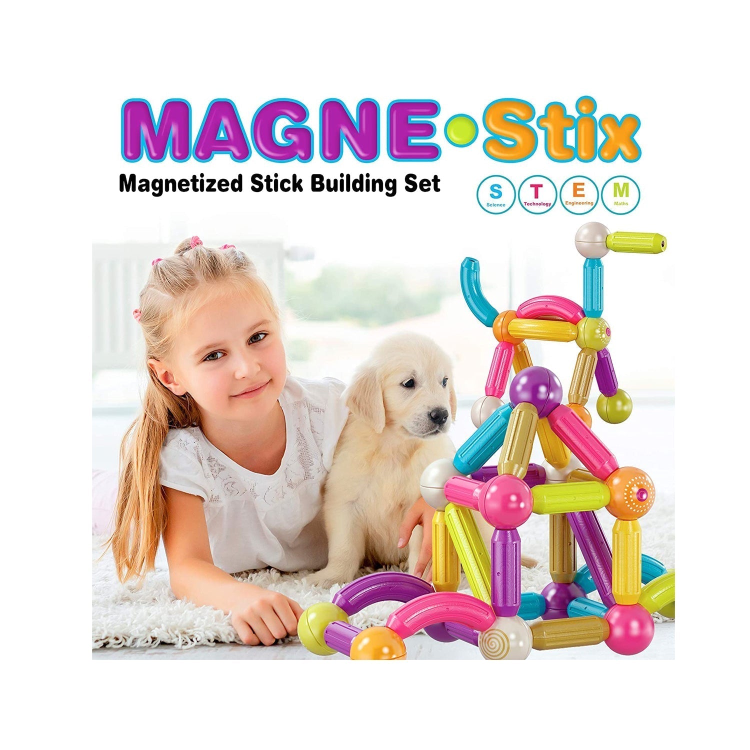 Contixo ST2 Magnetic Building Set 68-Piece STEM Toy for Creative Kids-thumbmail-2