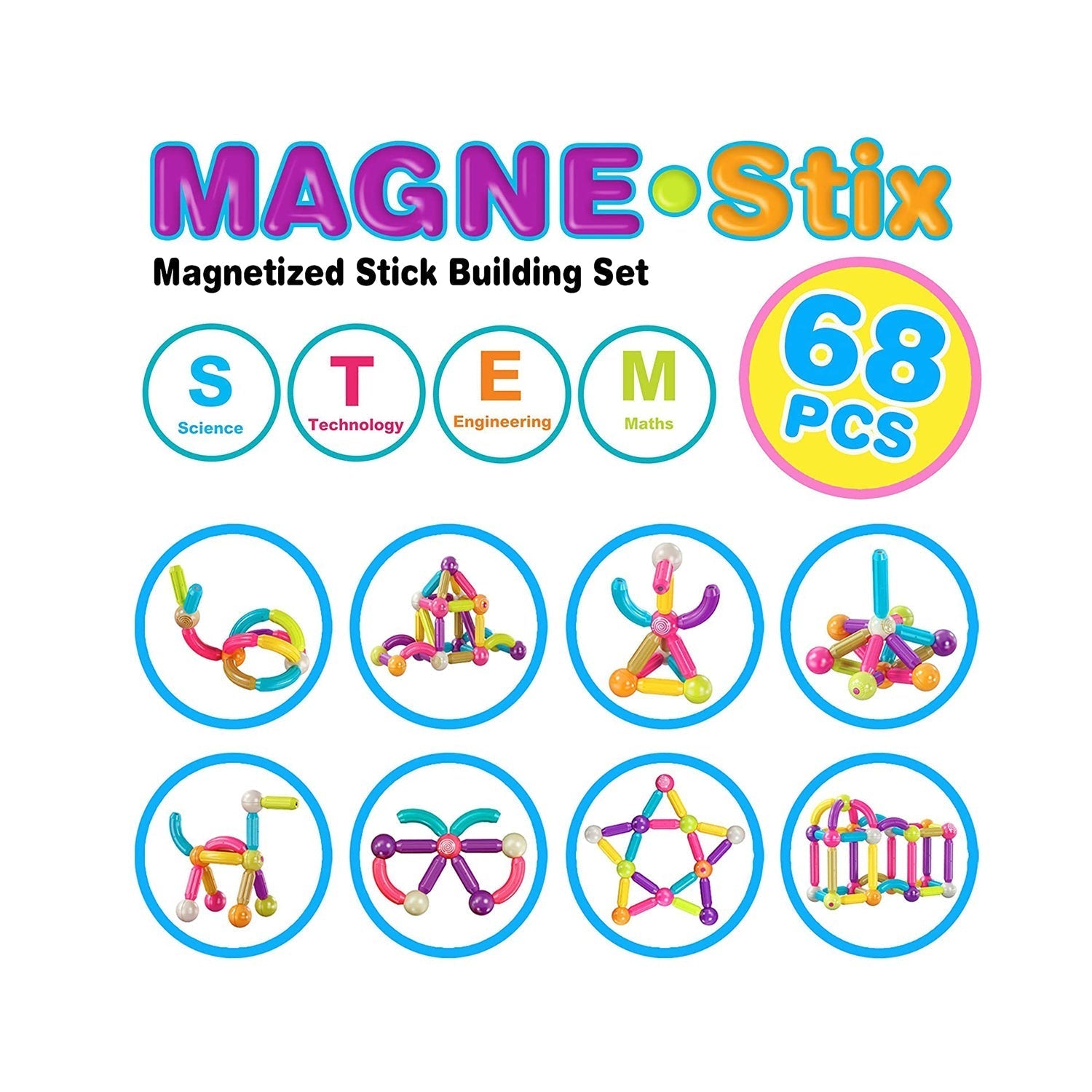 Contixo ST2 Magnetic Building Set 68-Piece STEM Toy for Creative Kids-thumbmail-6