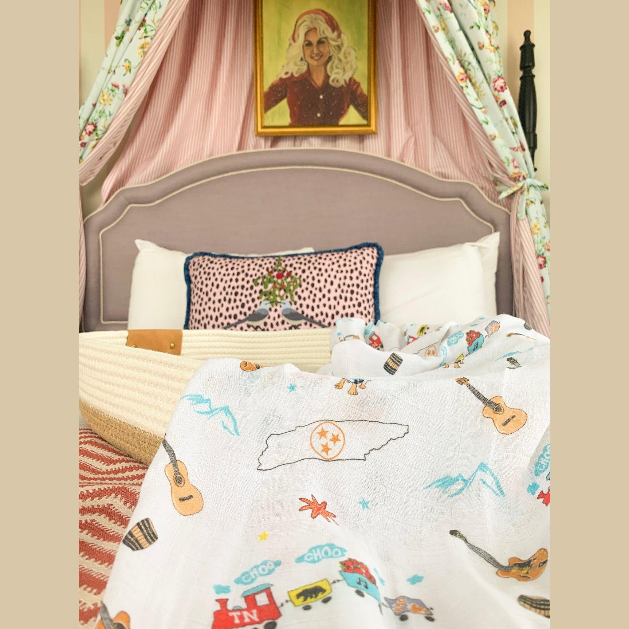 Tennessee Baby Muslin Swaddle Receiving Blanket (Floral)-thumbmail-3