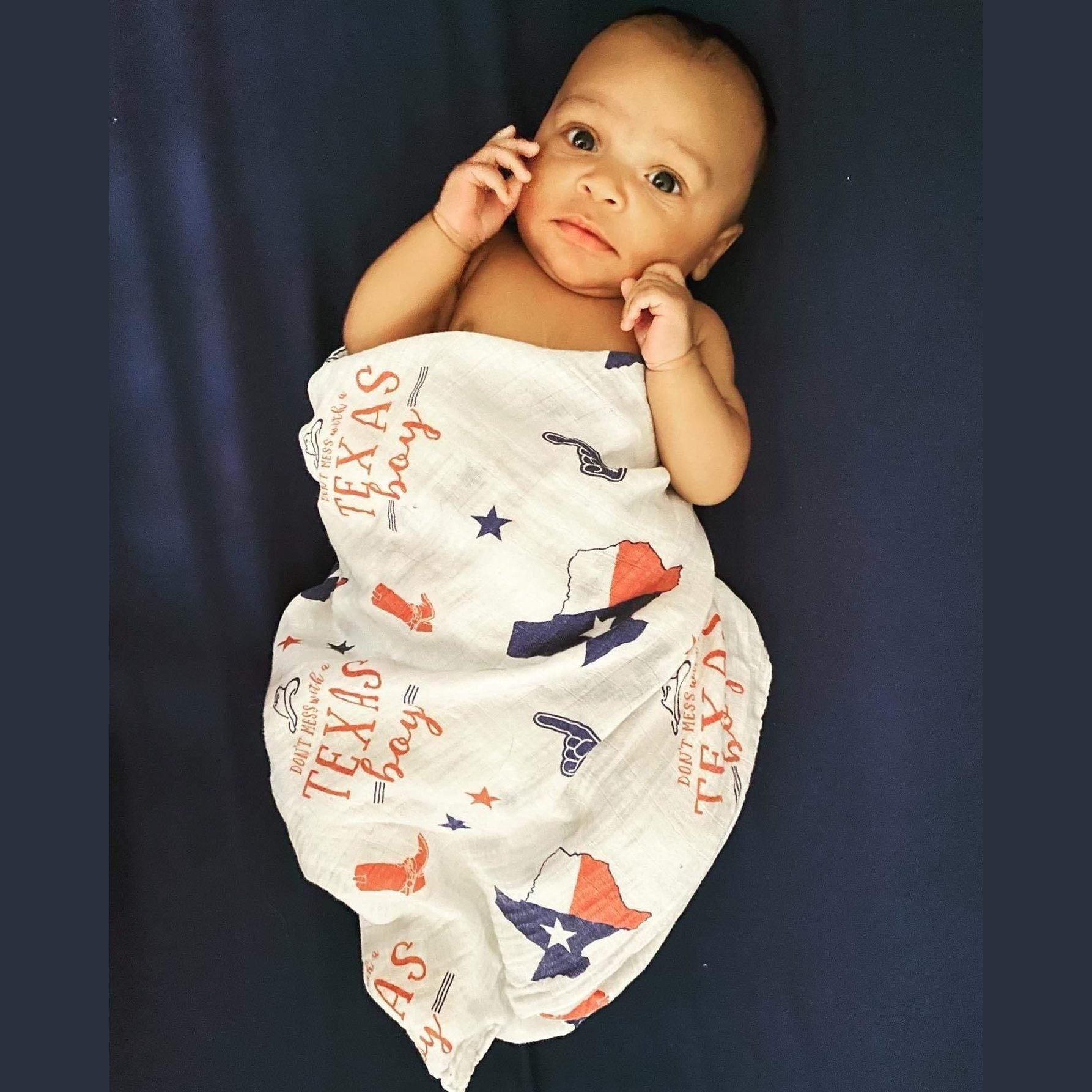 Texas Baby Boy Muslin Swaddle Receiving Blanket-thumbmail-3