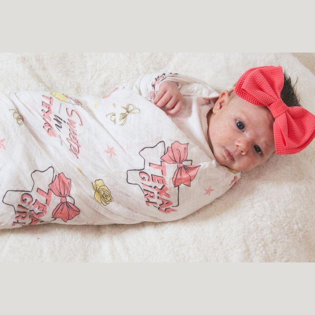 Texas Baby Girl Muslin Swaddle Receiving Blanket-thumbmail-7