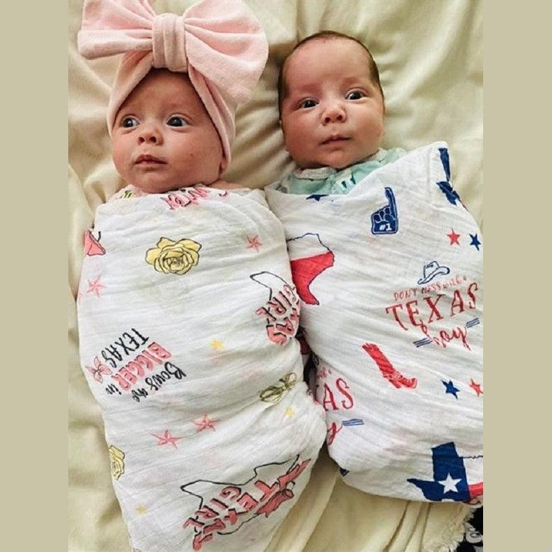 Texas Baby Girl Muslin Swaddle Receiving Blanket-thumbmail-2