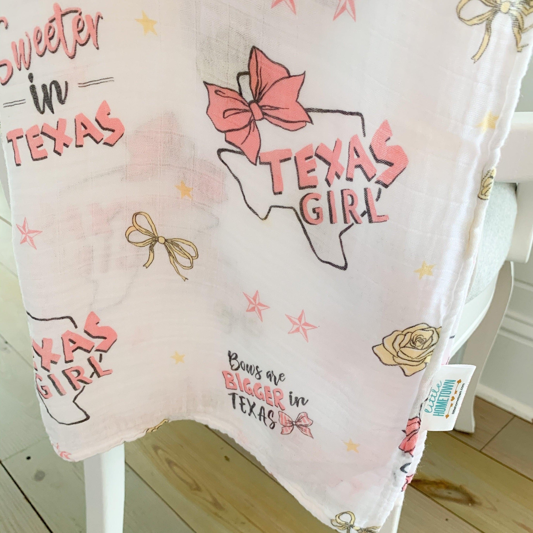 Texas Baby Girl Muslin Swaddle Receiving Blanket-thumbmail-4