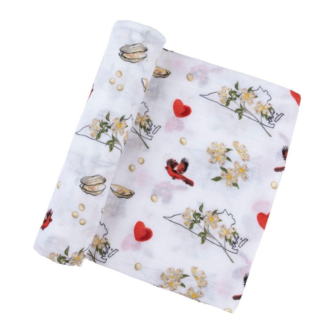 Virginia Baby Muslin Swaddle Receiving Blanket (Floral)-thumbmail-5