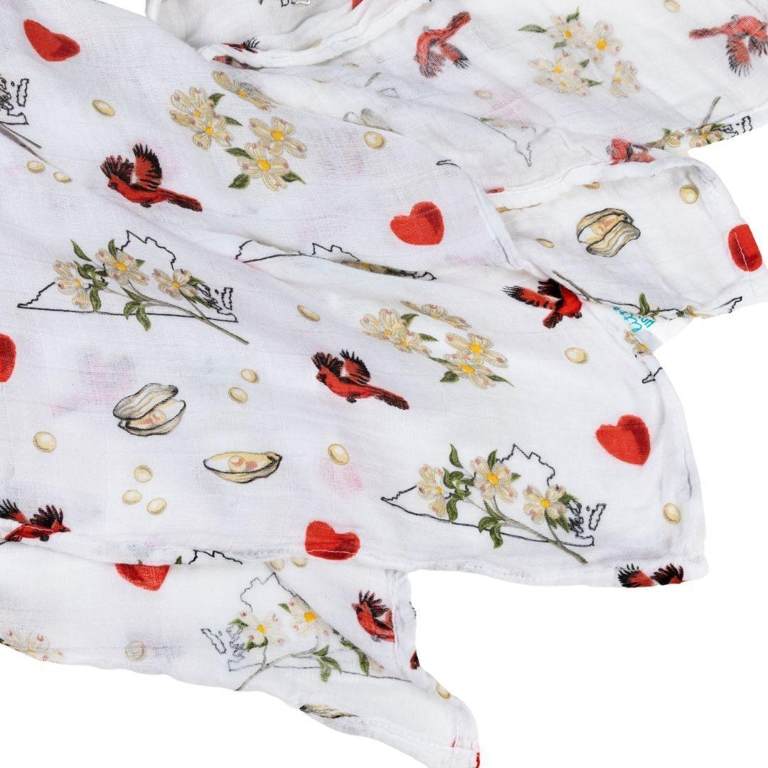 Virginia Baby Muslin Swaddle Receiving Blanket (Floral)-thumbmail-2