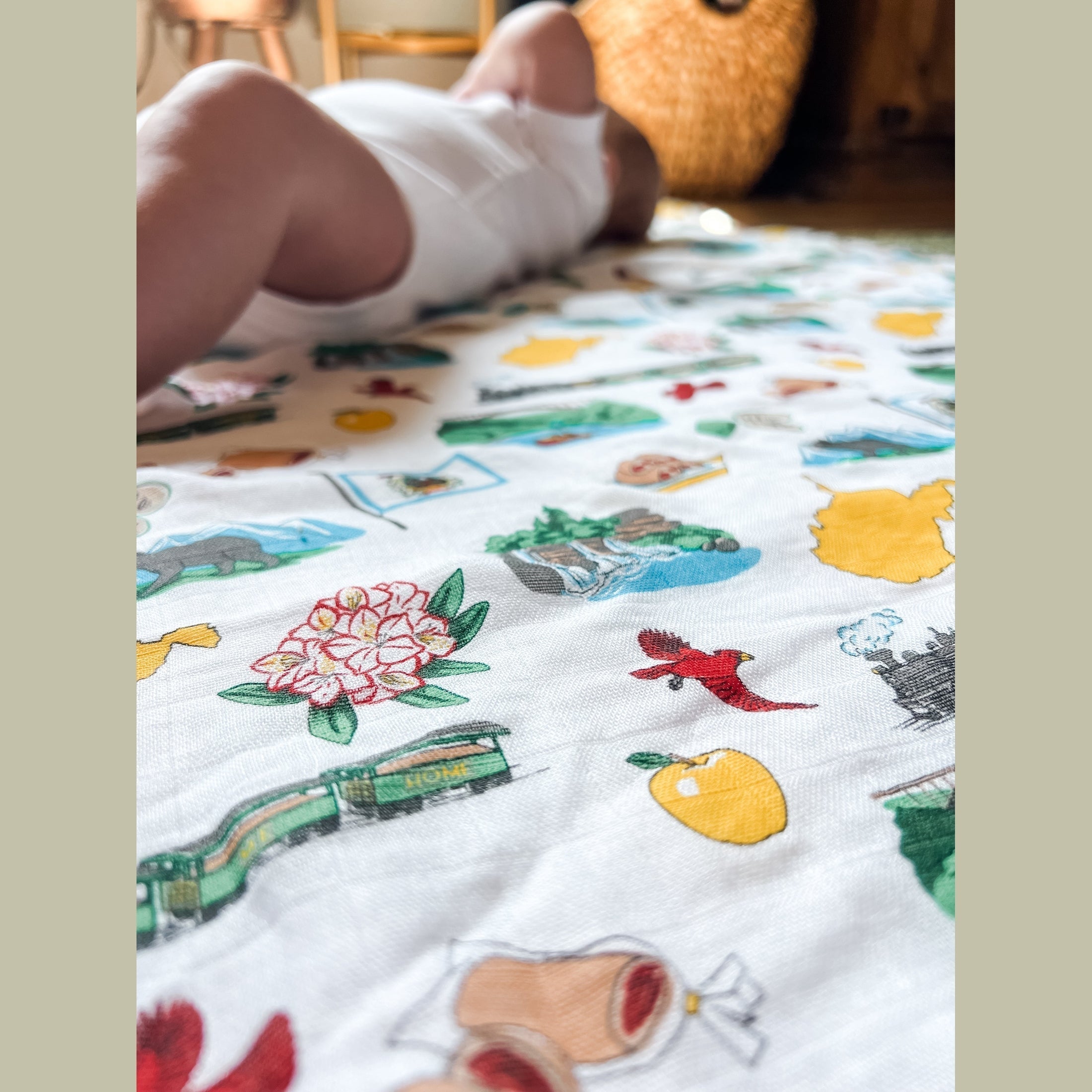 West Virginia Baby Giftset:  Baby Swaddle Blanket and Burp/Bib Combo-thumbmail-1