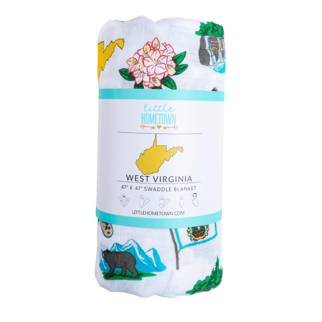 West Virginia Baby Giftset:  Baby Swaddle Blanket and Burp/Bib Combo-thumbmail-9