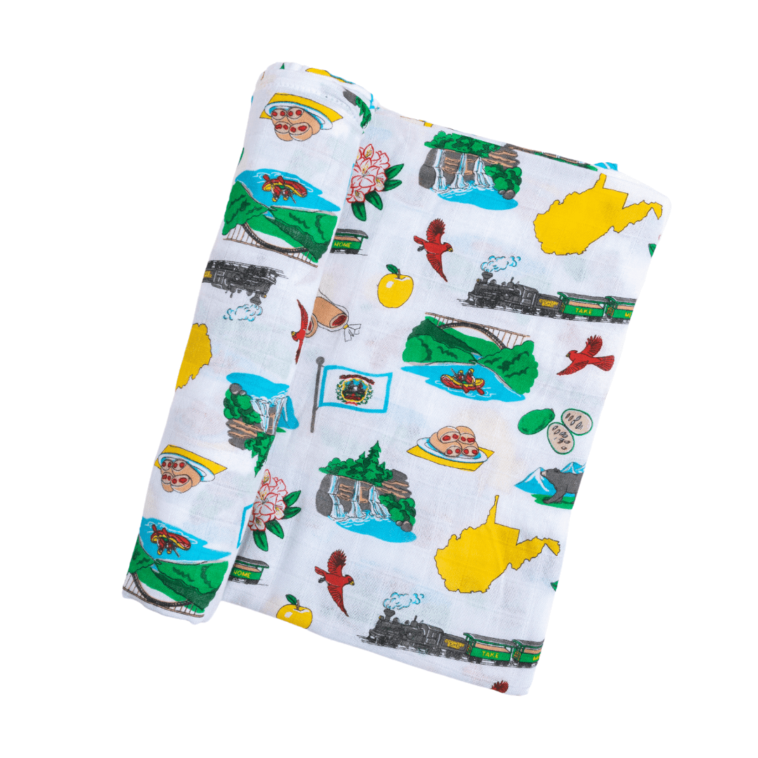 West Virginia Baby Giftset:  Baby Swaddle Blanket and Burp/Bib Combo-thumbmail-8