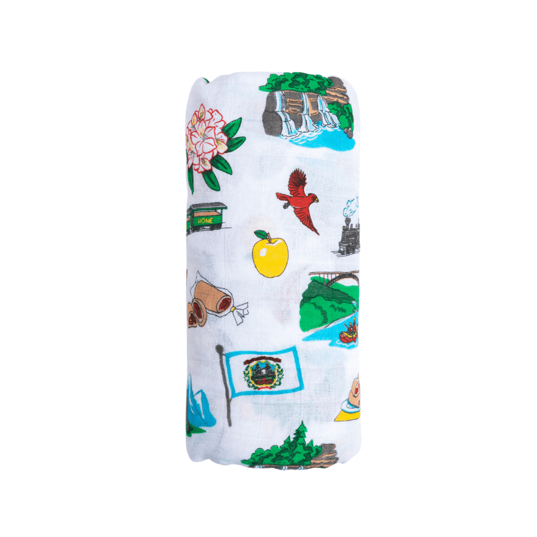 West Virginia Baby Muslin Swaddle Receiving Blanket-thumbmail-1
