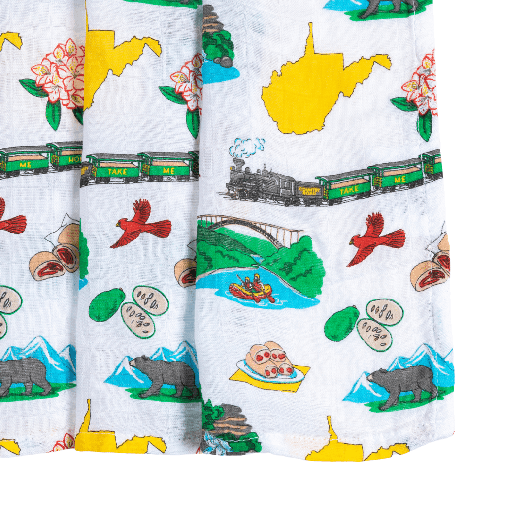 West Virginia Baby Muslin Swaddle Receiving Blanket-thumbmail-2