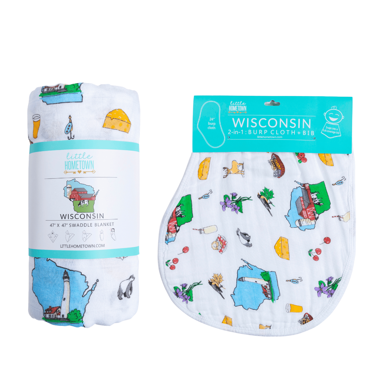 Wisconsin Baby Giftset:  Baby Swaddle Blanket and Burp/Bib Combo-thumbmail-2