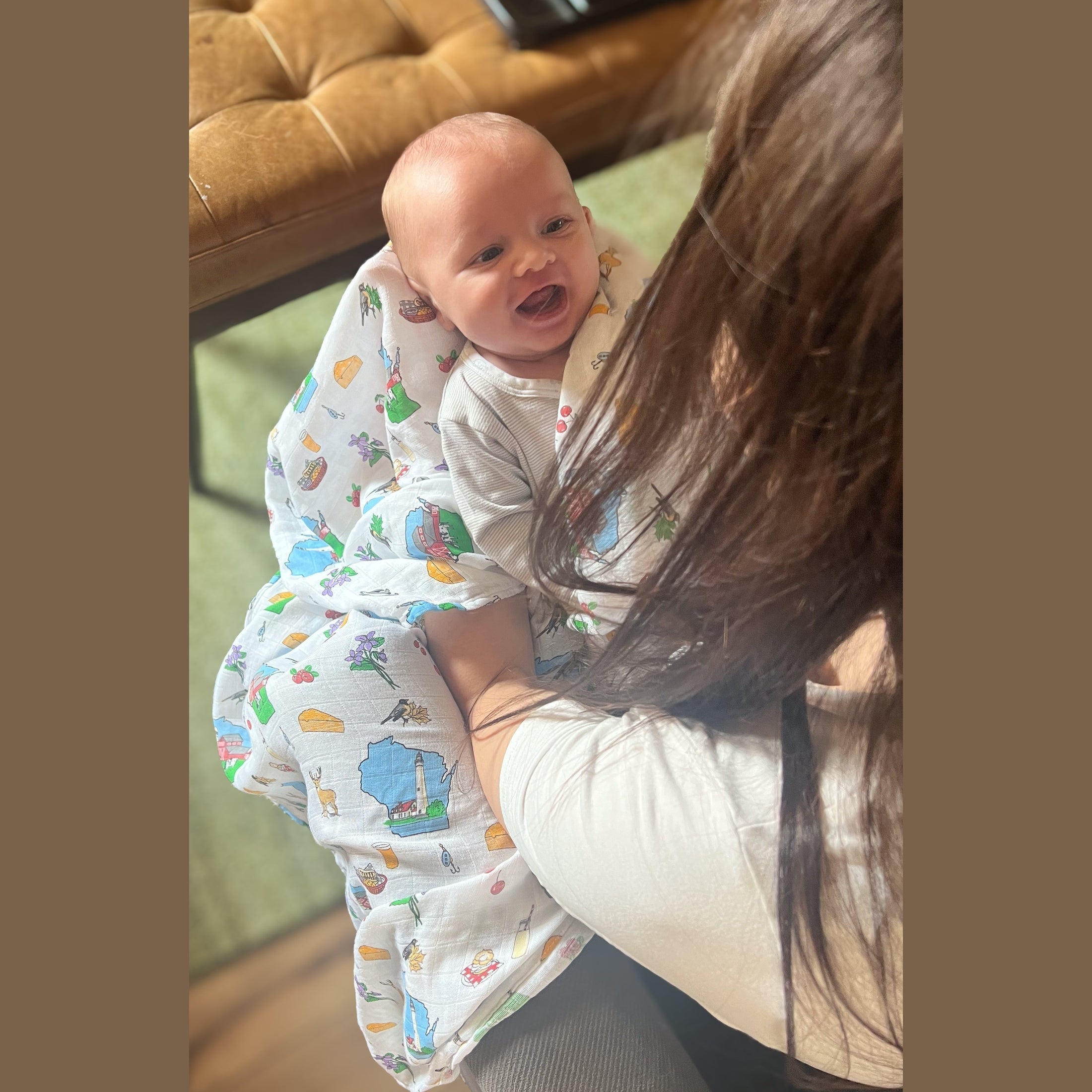 Wisconsin Baby Muslin Swaddle Receiving Blanket-thumbmail-1
